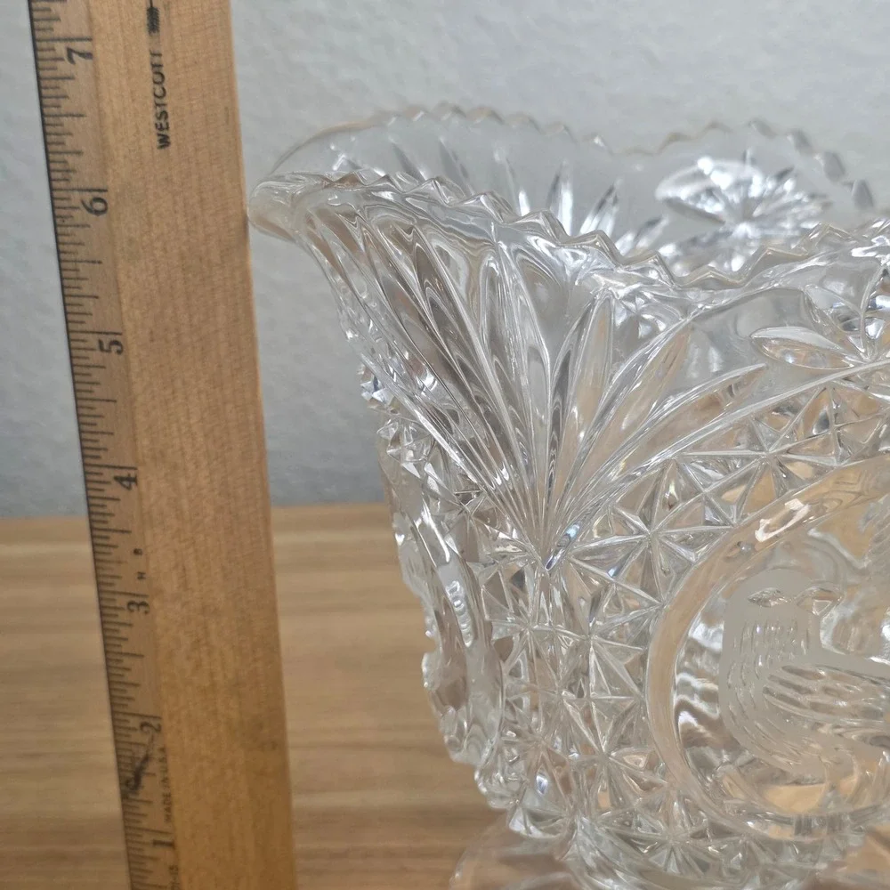 Vintage Hofbauer The Byrdes Collection Lead Cut Crystal Milk Pitcher Germany 6